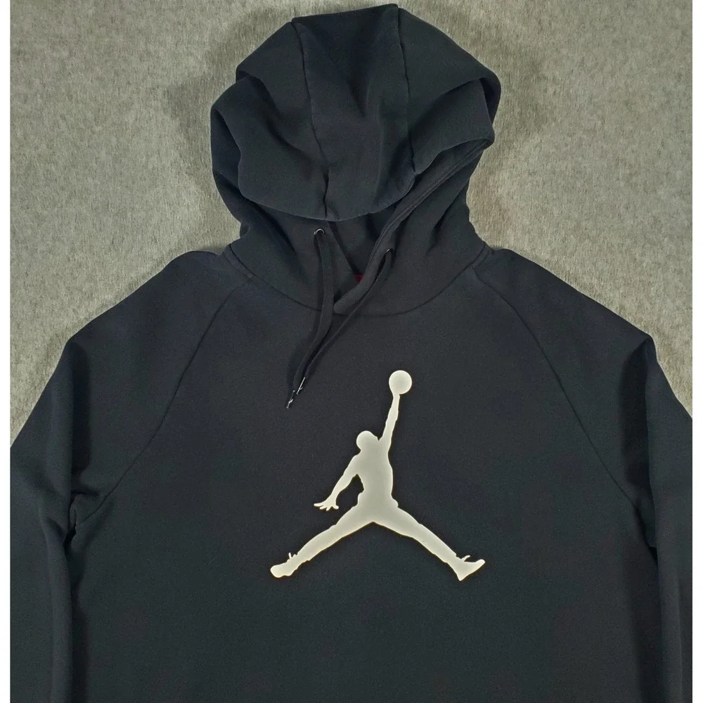 Jordan Jumpman Hoodie Mens Size XL Black White Logo Fleece Pullover Sweatshirt